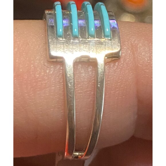 Ring Size 7.5 Turquoise Sterling Silver 925 Women Semi-Precious Stone - Picture 2 of 10